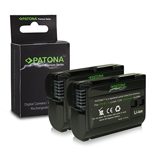 2x Premium Batería EN-EL15 ENEL15 para Nikon 1 V1 - Nikon D600 | D800 | D800E | D7000 | D7100 [ Li-ion; 2000mah; 7.0V ]