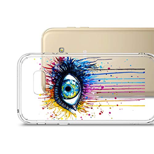 [3 Pack] Estuche Samsung Galaxy A5 2017, Blossom01 Estuche Protector de Silicona Ultra Thin Soft TPU con Dibujos Animados Lindo para Samsung Galaxy A5 2017 - Eye & Butterfly Girl & Cat