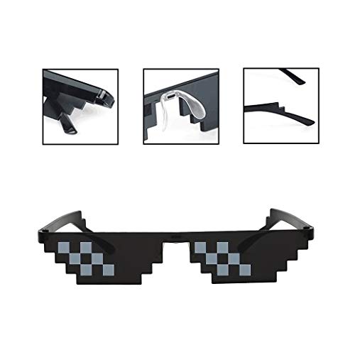 3 Pack Gafas Pixeladas Gafas de Sol Thug Life Mosaico Ojo Desgaste Unisex