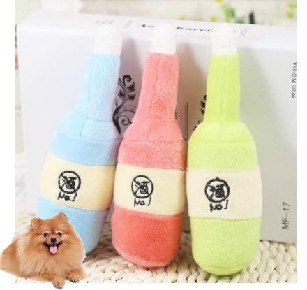 3 PCS Mascotas chillona látex Perro de Juguete Leche Botella de la Forma del Perrito de Familia de la Felpa Interactivo Juego de Pelota por Medio Pequeño Perros Huangchuxin (Color : Green)