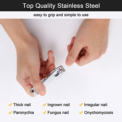 3 Piezas Cortador de Uñas Cortaúñas de Pie de Mano de Acero Inoxidable Herramienta de Cuidado de Uñas para Hombre Mujer Piel Muerta Uñas Gruesas (Plato Extremo Plano)