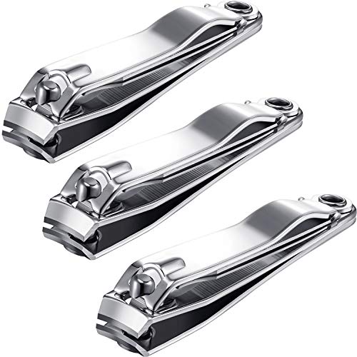 3 Piezas Cortador de Uñas Cortaúñas de Pie de Mano de Acero Inoxidable Herramienta de Cuidado de Uñas para Hombre Mujer Piel Muerta Uñas Gruesas (Plato Extremo Plano)