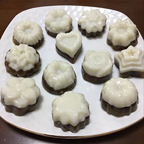 3 piezas Moldes de Pastel de Fondant de Silicona, CNYMANY Formas de flores de 12 cavidades Sartenes de cocina antiadherentes Bandejas de cubitos de hielo para hacer magdalenas de chocolate muffins