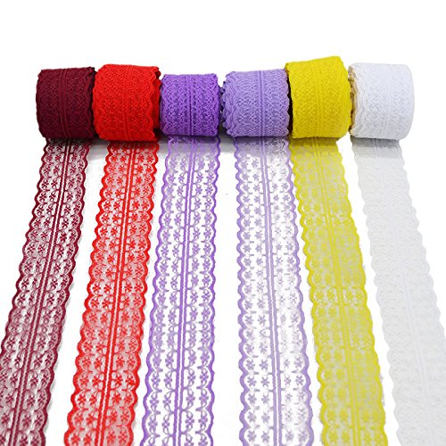 3 rollos de 10 metros de cinta de encaje floral, rosso, 45mm x10m