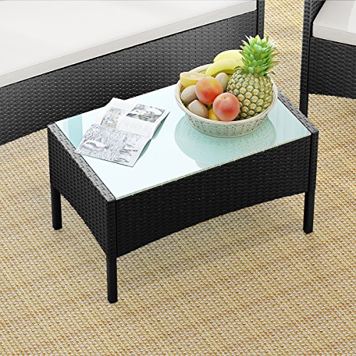 3 Sillas y 1 Mesa Set Madera Ratán Mimbre para Jardín al Aire Libre Terraza Patio Restaurante Cafetería