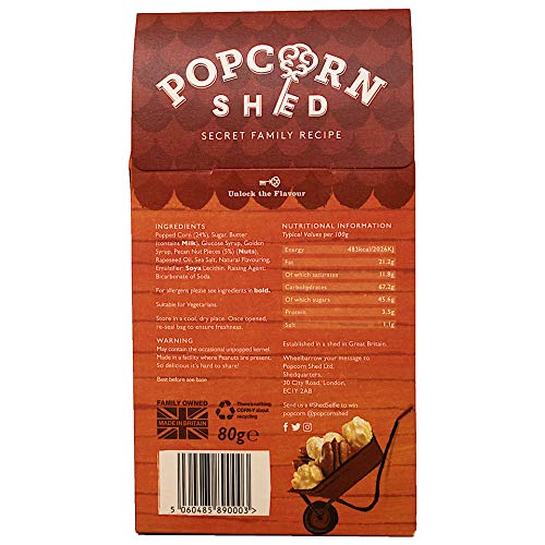 3 x Pecan Pie Gourmet Popcorn Shed's 80g | Palomitas de Maíz con sabor a Nuez de Pecana | Palomitas de maíz para regalar