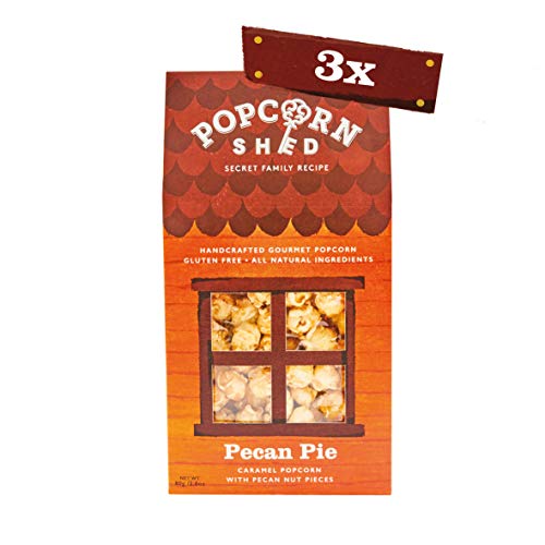 3 x Pecan Pie Gourmet Popcorn Shed's 80g | Palomitas de Maíz con sabor a Nuez de Pecana | Palomitas de maíz para regalar