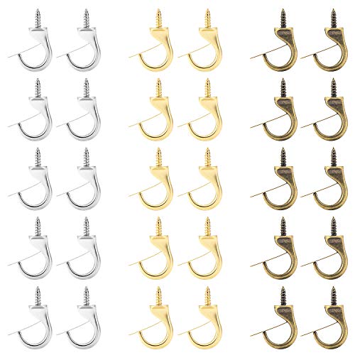 30PCS Ganchos de rosca Ganchos de techo suspendidos Ganchos de taza para el hogar Cocina Oficina Dormitorio