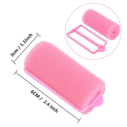 32 piezas de espuma rulos esponja Pinzas para el cabello de color rosa suave esponja rizadores de cabello peinado bricolaje herramientas de peluquería para mujeres y niños (30 mm)