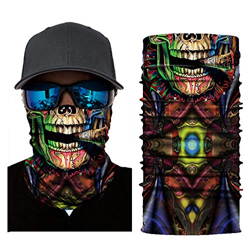 3D Balaclava Moto Pasamontañas Calavera Multifuncional Bufanda Prueba de Viento Microfibra Elástico Pañuelos Cabeza Bandana Esquí Ciclismo Bici Máscara Facial Protección UV (A #8)