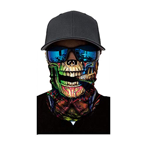 3D Balaclava Moto Pasamontañas Calavera Multifuncional Bufanda Prueba de Viento Microfibra Elástico Pañuelos Cabeza Bandana Esquí Ciclismo Bici Máscara Facial Protección UV (A #8)