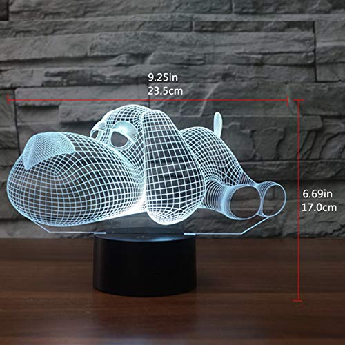 3D Lámpara óptico Illusions Luz Nocturna, EASEHOME LED Lámpara de Mesa Luces de Noche para Niños Decoración Tabla Lámpara de Escritorio 7 Colores Cambio de Botón Táctil y Cable USB, Perro
