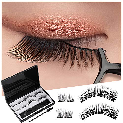 3D Pestañas Magneticas, 8 Pieza Pestañas Falsas Reutilizable Pestañas Postizas Con Pincel de Pinzas y Pestañas