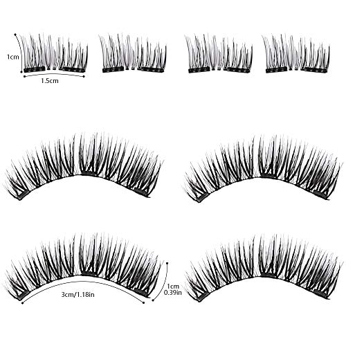 3D Pestañas Magneticas, 8 Pieza Pestañas Falsas Reutilizable Pestañas Postizas Con Pincel de Pinzas y Pestañas