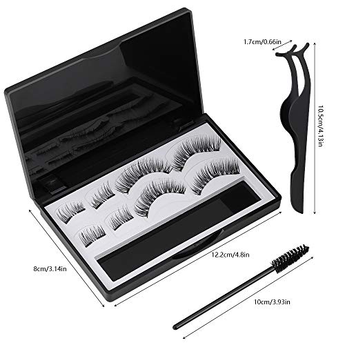 3D Pestañas Magneticas, 8 Pieza Pestañas Falsas Reutilizable Pestañas Postizas Con Pincel de Pinzas y Pestañas