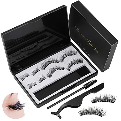 3D Pestañas Magneticas, 8 Pieza Pestañas Falsas Reutilizable Pestañas Postizas Con Pincel de Pinzas y Pestañas