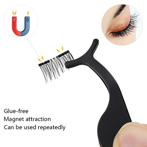 3D Pestañas Magneticas, 8 Pieza Pestañas Falsas Reutilizable Pestañas Postizas Con Pincel de Pinzas y Pestañas