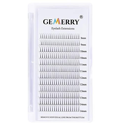 3D Ventilador Pestañas 8-14mm mixta Extensiones de Pestañas Volumen Ruso - 0.07mm C curl - Premade Fans Pestañas Rusas Seda Naturales de GEMERRY (0.07-3D-c curl-mix)