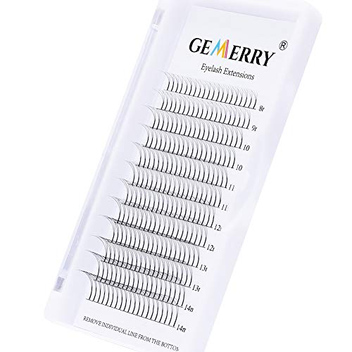 3D Ventilador Pestañas 8-14mm mixta Extensiones de Pestañas Volumen Ruso - 0.07mm C curl - Premade Fans Pestañas Rusas Seda Naturales de GEMERRY (0.07-3D-c curl-mix)