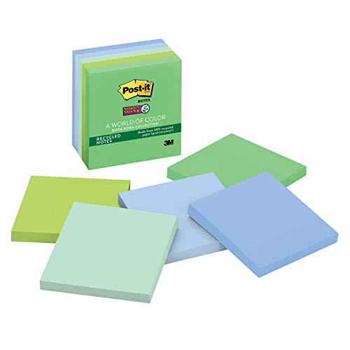 3M 6545SST S-per Sticky Notes 3 x 3 Cinco Colores tropicales Cinco Pad 90-Hoja Paquete