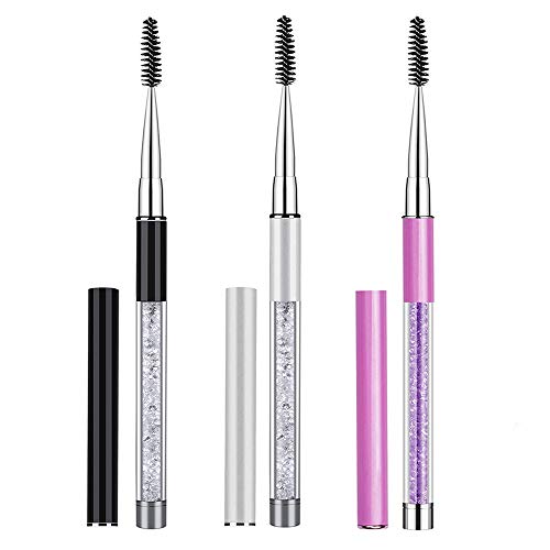 3Pcs Cepillo de Pestañas Eyelash Brush with Cap, Mwoot Cepillo Para Pestañas Maquillaje Profesional, De Fibras Sintéticas Para Cejas y Pestañas
