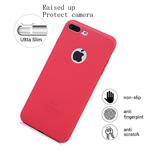 3x Funda iPhone 7 Plus, Carcasa Silicona Gel - Mavis's Diary Mate Case Ultra Delgado TPU Goma Flexible Cover Protectora para iPhone 7 Plus 5.5" - Rojo, Rosa claro, Verde menta