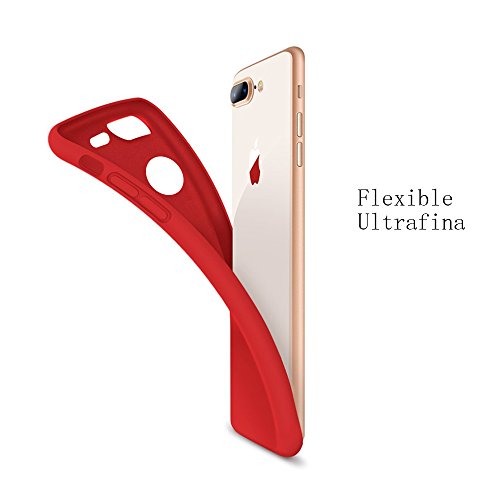 3x Funda iPhone 7 Plus, Carcasa Silicona Gel - Mavis's Diary Mate Case Ultra Delgado TPU Goma Flexible Cover Protectora para iPhone 7 Plus 5.5" - Rojo, Rosa claro, Verde menta