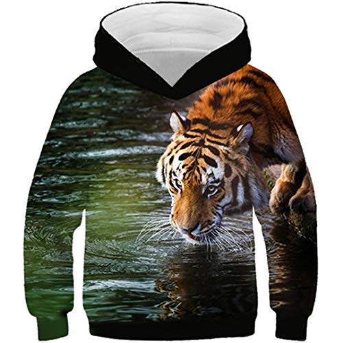 4-13 años Niños 3D Tiger Sudaderas Animal Bebida Lobo Agua Gato Caballo León Impreso niños Jerseys Picture Show TNT-736 4T