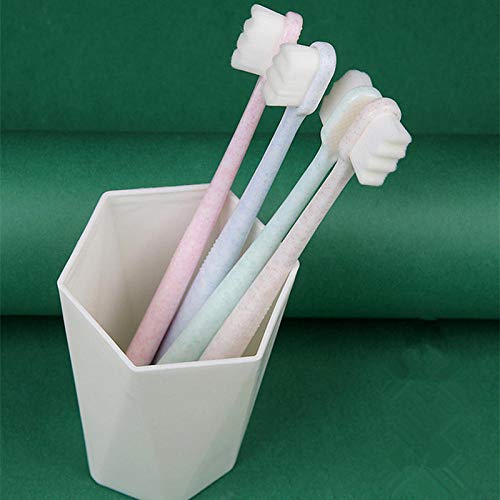 4 cepillos de dientes de cerdas de densidad ultra alta y cuidado bucal de cerdas ultra suaves-beige