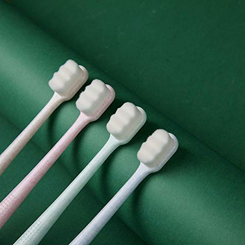 4 cepillos de dientes de cerdas de densidad ultra alta y cuidado bucal de cerdas ultra suaves-beige