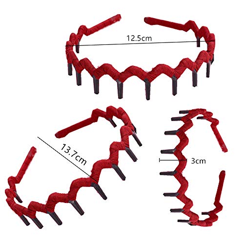 4 diademas de dientes de tiburón estilo bohemio para el pelo, peineta de tela, antideslizante, para la cabeza, accesorio para el pelo para mujeres y niñas