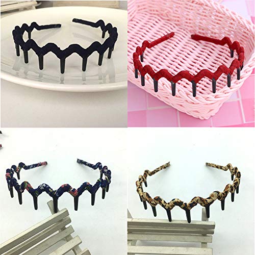 4 diademas de dientes de tiburón estilo bohemio para el pelo, peineta de tela, antideslizante, para la cabeza, accesorio para el pelo para mujeres y niñas