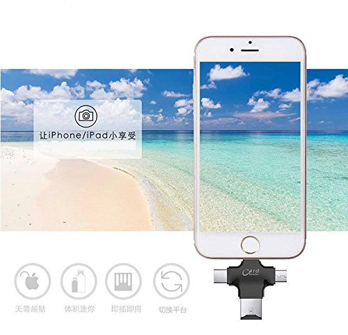 4 en 1 tipo C/Lightning/Micro USB/USB 2.0 lector de tarjetas de memoria Micro SD lector de tarjetas para iPad/iPhone Teléfono Android OTG lector