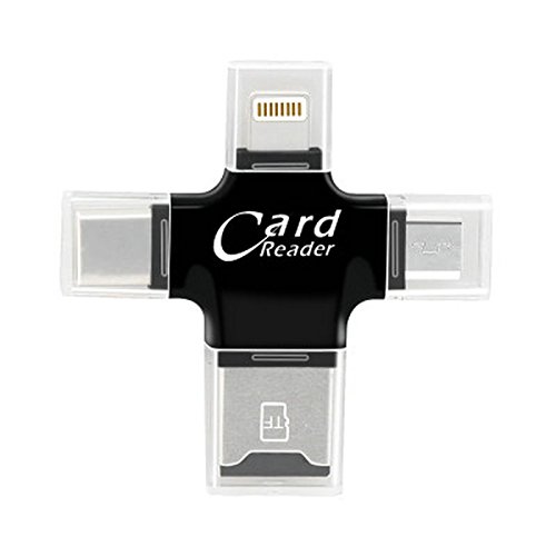 4 en 1 tipo C/Lightning/Micro USB/USB 2.0 lector de tarjetas de memoria Micro SD lector de tarjetas para iPad/iPhone Teléfono Android OTG lector