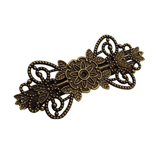 4 pasadores de pelo vintage de metal francés, diseño de rosas, plumas de bronce, accesorios para el cabello para mujer