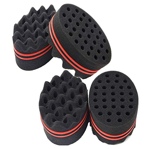 4 piezas de esponja para el pelo, rizo, esponja para rizos, rastas de bloqueo de torsión Afro Curl Coil Wave herramienta para el cuidado del cabello para el hogar y el barbero