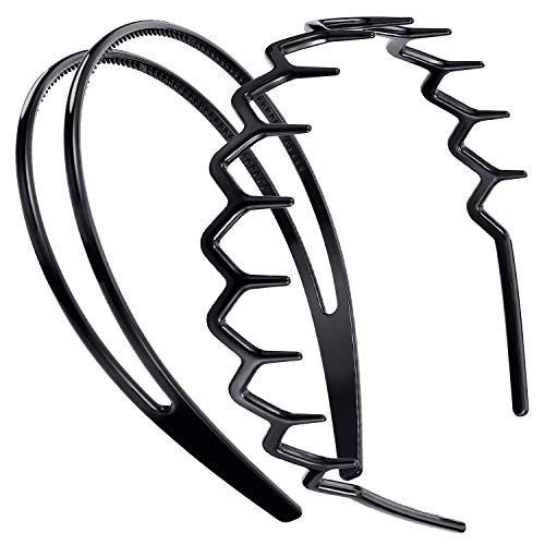 4 Piezas Diademas de Peine de Dientes Diademas de Plástico Liso Accesorios de Cabeza Antideslizantes para Mujeres Niñas, Negras y Marrones