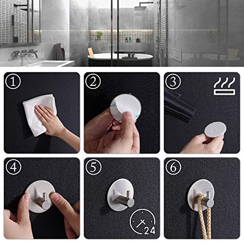 4 Piezas Ganchos Adhesivos, Aikzik Max 8KG Toalleros de Pared Toallero Autoadhesivo Perchero de Acero Inoxidable Gancho pared Colgar Colgador puerta Cocina Baño