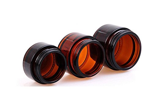 4 piezas marrón crema facial Botellas de cristal con tapón de rosca y loción de cosméticos liner- almacenamiento contenedor Jar Pot, vidrio, marrón, 20g