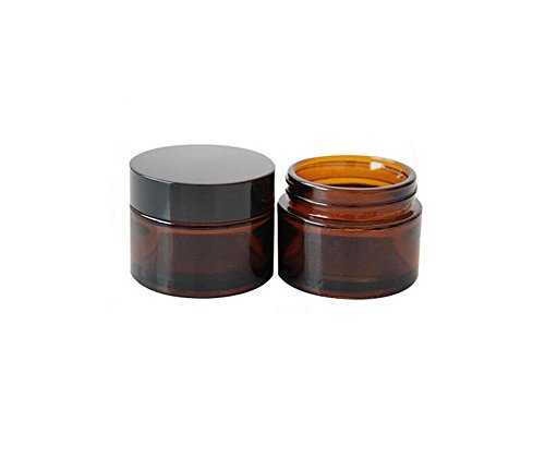 4 piezas marrón crema facial Botellas de cristal con tapón de rosca y loción de cosméticos liner- almacenamiento contenedor Jar Pot, vidrio, marrón, 20g