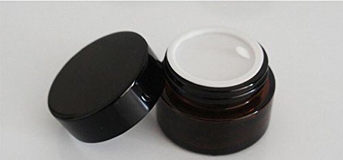4 piezas marrón crema facial Botellas de cristal con tapón de rosca y loción de cosméticos liner- almacenamiento contenedor Jar Pot, vidrio, marrón, 20g