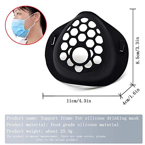 4 piezas negro 3D soporte de silicona para máscara lápiz labial protección soporte interior cojín apoyo para máscaras mejorar el espacio respiratorio ayuda a respirar suavemente