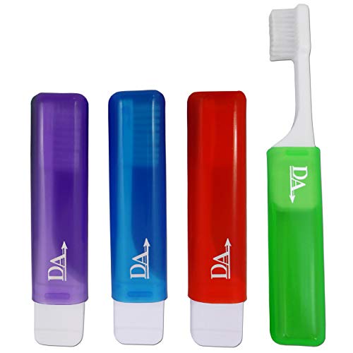 4 x Cepillos Dentales Ortodónticos de Viaje con Cerdas Corte en V (Set de 4 Colores)