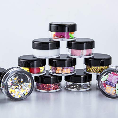 40 Piezas Tarros de Plástico, Contenedores Cosmético de Viaje Envases de Vacío Transparente con Tapas de Tornillo para Cosmética Crema Muestra, Polvo, Decoración de Uñas, 5g 5ml Negro