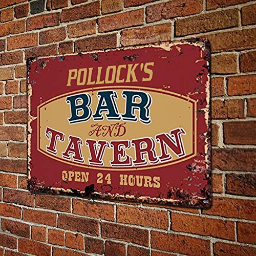 43LenaJon Pollock's Bar Tavern - Señal de metal vintage con texto en inglés "Safety Street" de aluminio, señal de advertencia de peligro de carretera, símbolo de directividad funcional, decoración de pared
