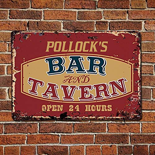 43LenaJon Pollock's Bar Tavern - Señal de metal vintage con texto en inglés "Safety Street" de aluminio, señal de advertencia de peligro de carretera, símbolo de directividad funcional, decoración de pared