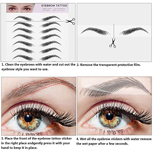 4D Hair-like Authentic Eyebrows, Eyebrow Transfers, Eyebrow Tattoo Sticker, Cejas Falsas, Bionic Eyebrow, Pegatinas de Cejas biónicas a Prueba de Agua Grooming Shaping Makeup Brow Shaper