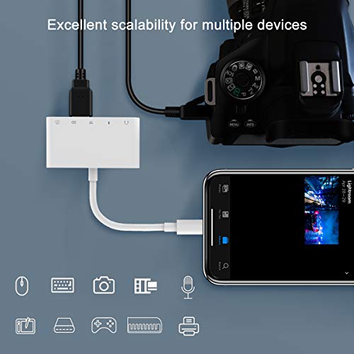 5 en 1 SD/TF lector de tarjetas de memoria adaptador de cámara 3.0 USB Driver OTG interfaz para iPhone y iPad iPod Touch Lightning DC 3.5 Kit de conexión de audio para cámara de audio