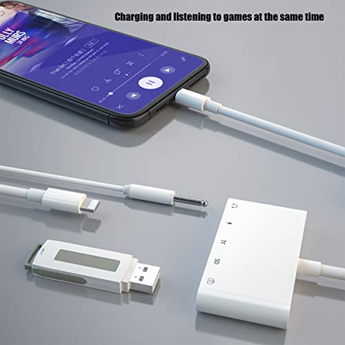 5 en 1 SD/TF lector de tarjetas de memoria adaptador de cámara 3.0 USB Driver OTG interfaz para iPhone y iPad iPod Touch Lightning DC 3.5 Kit de conexión de audio para cámara de audio