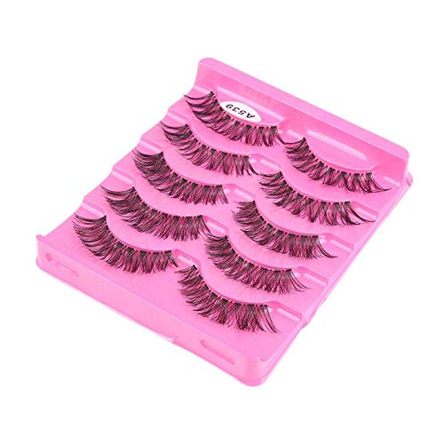 5 pares de pestañas postizas gruesas suaves y voluminosas de fibra reutilizables, pestañas postizas largas hechas a mano, herramientas de maquillaje
